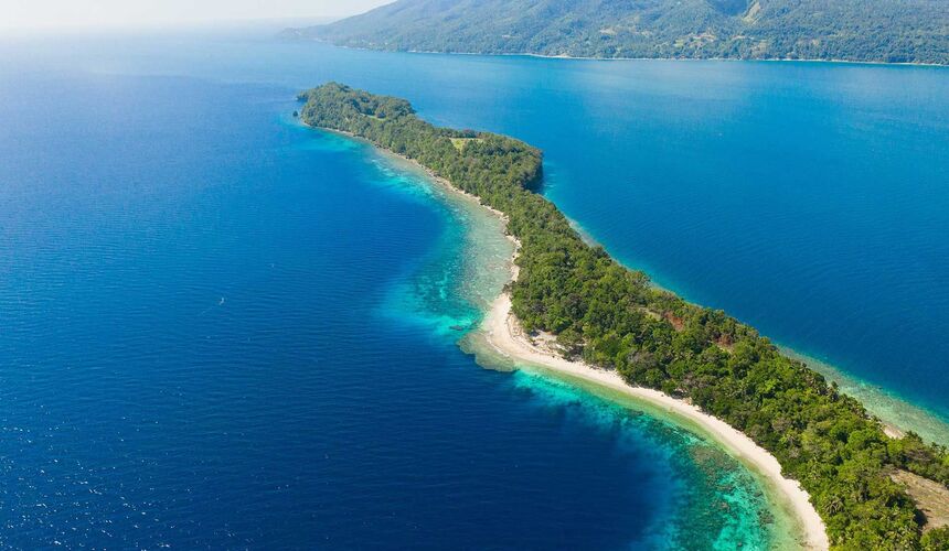 Beachfront resorts and tropical waters at Samal Island Davao Philippines