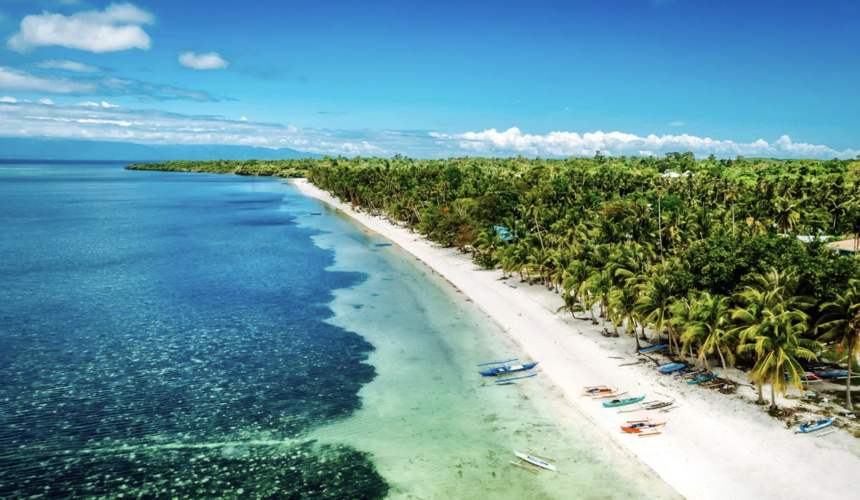 Tropical palm-fringed beaches on Siquijor Island Philippines
